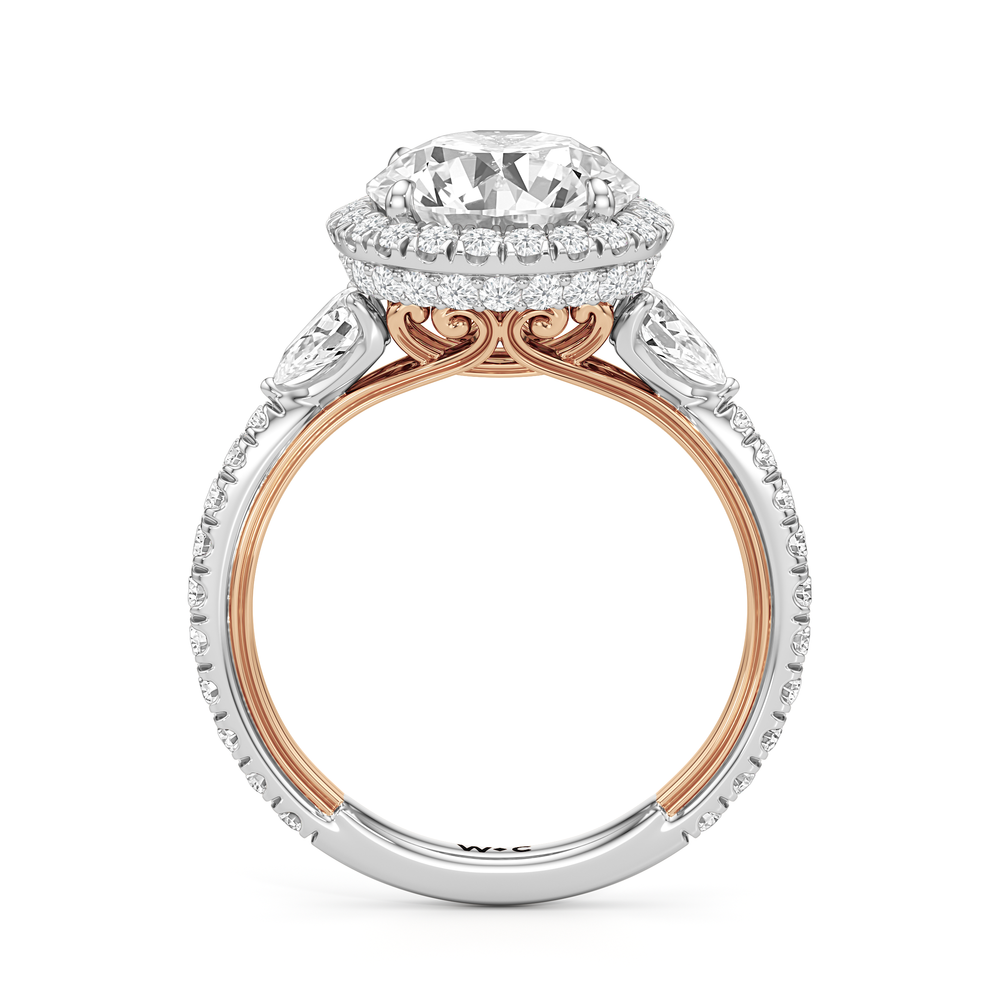 The Royale Ring with Round Cut Diamond in 14KT White & Rose Gold view 6
