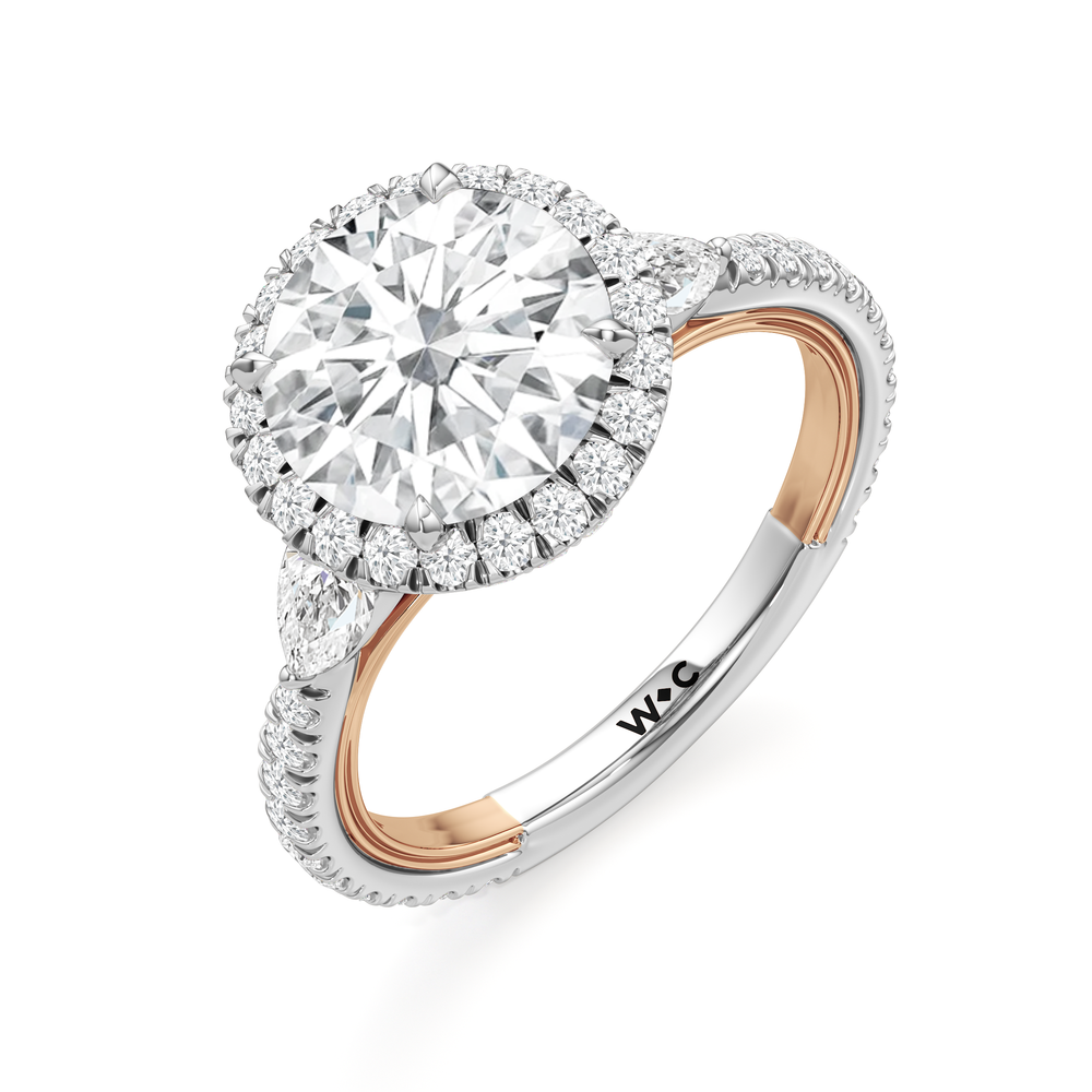 The Royale Ring with Round Cut Diamond in 14KT White & Rose Gold view 7
