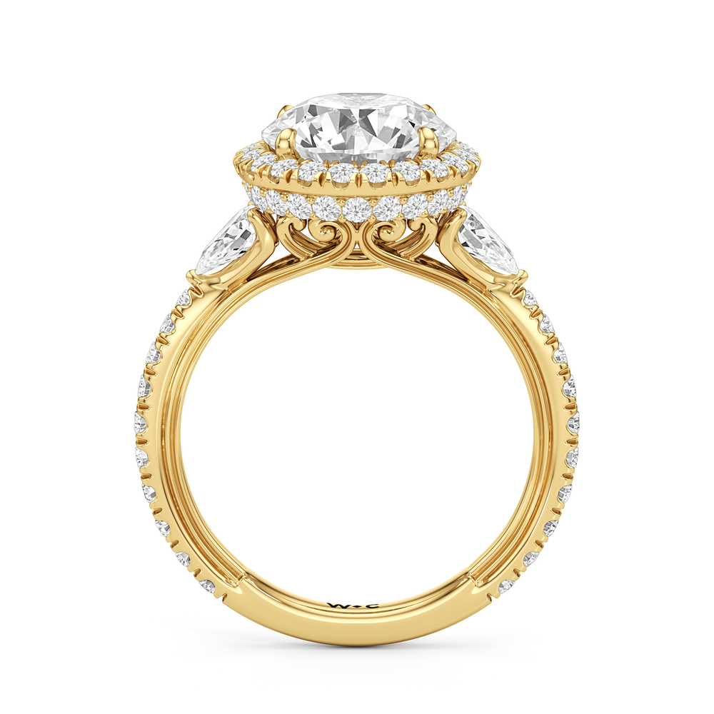 The Royale Ring with Round Cut Diamond in 14KT Yellow Gold view 6
