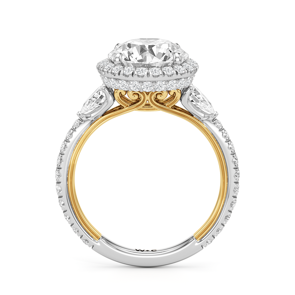 The Royale Ring with Round Cut Diamond in 14KT White & Yellow Gold view 6
