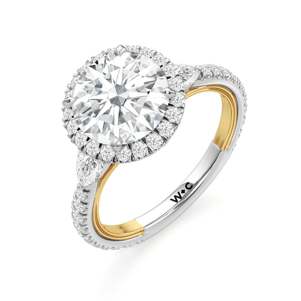 The Royale Ring with Round Cut Diamond in 14KT White & Yellow Gold view 7
