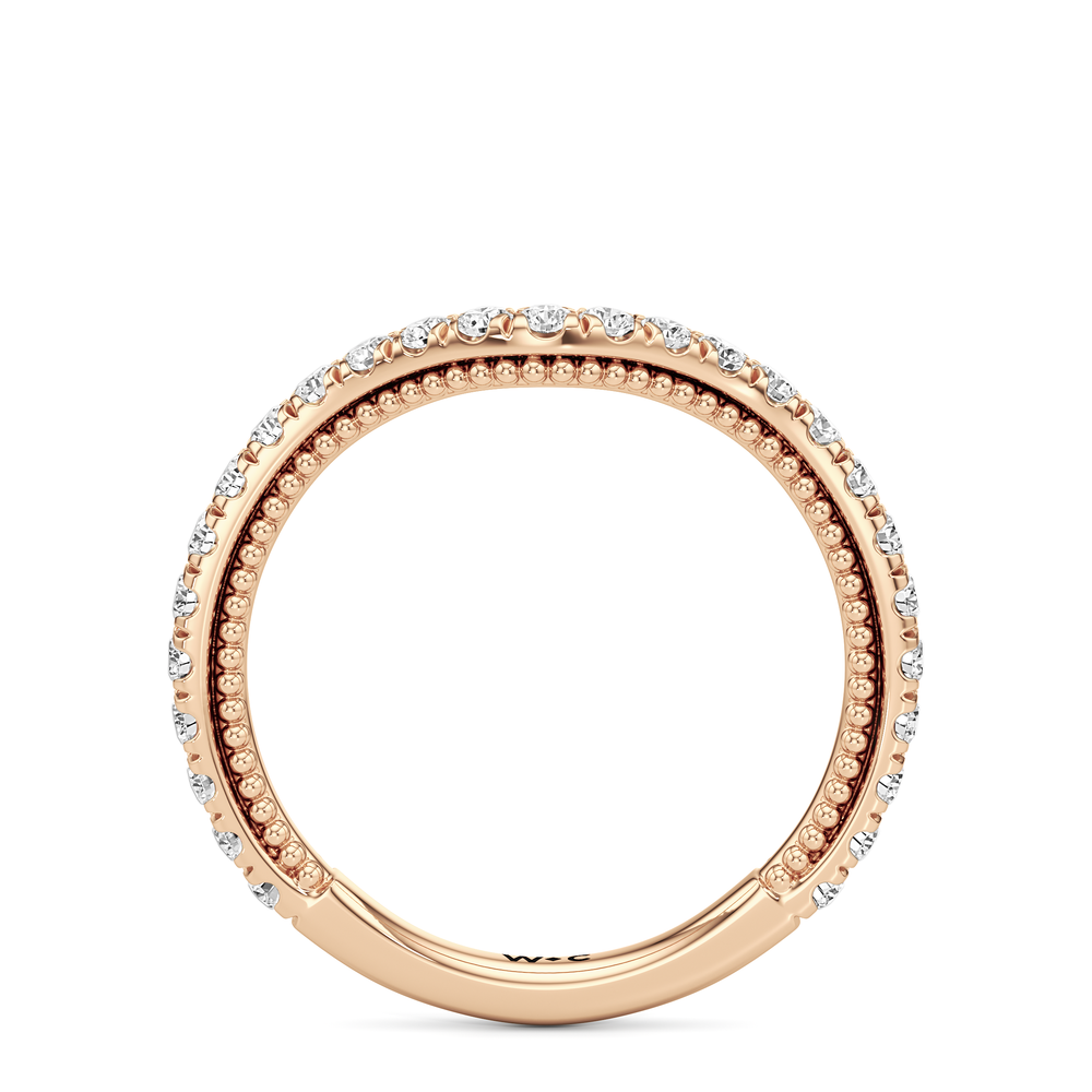 The W Summit Diamond Wedding Band with 18KT Rose Gold Cut Diamond in 14KT Rose Gold view 4
