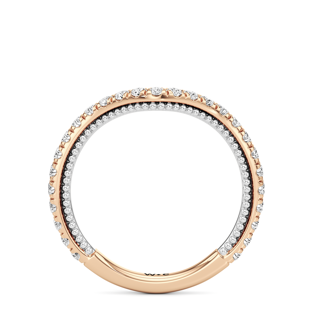 The W Summit Diamond Wedding Band with 18KT Rose Gold & Platinum Cut Diamond in 14KT Rose Gold & Platinum view 4
