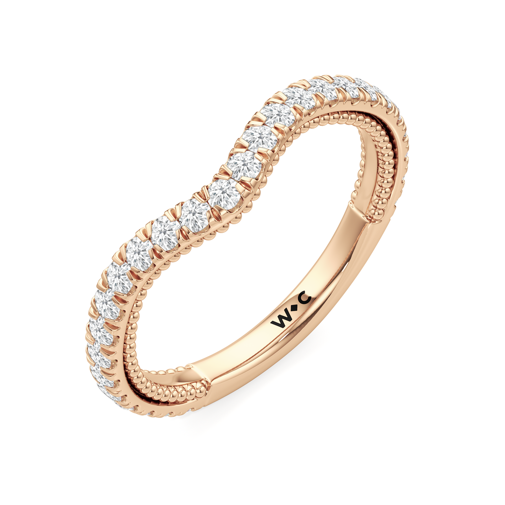 The W Summit Diamond Wedding Band with 18KT Rose Gold Cut Diamond in 14KT Rose Gold view 5
