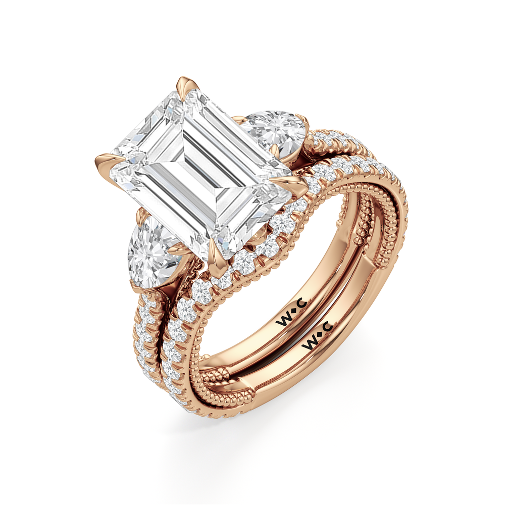 The W Summit Diamond Wedding Band with 18KT Rose Gold Cut Diamond in 14KT Rose Gold view 6
