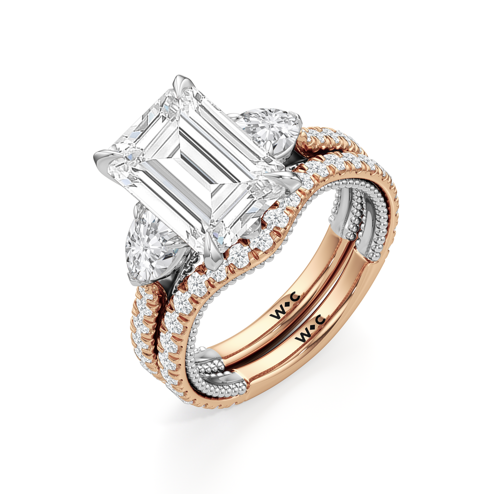 The W Summit Engagement Ring with Oval Cut Diamond in 14KT Rose Gold & Platinum view 8
