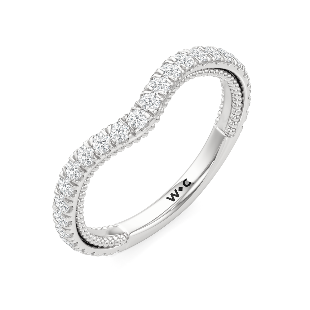 The W Summit Diamond Wedding Band with Platinum Cut Diamond in 14KT Platinum view 5
