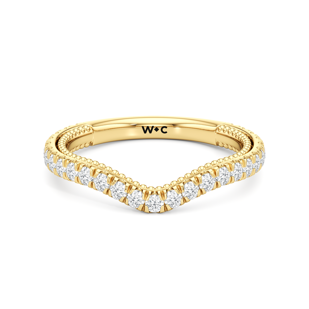 The W Summit Diamond Wedding Band with 18KT Yellow Gold Cut Diamond in 14KT Yellow Gold view 1
