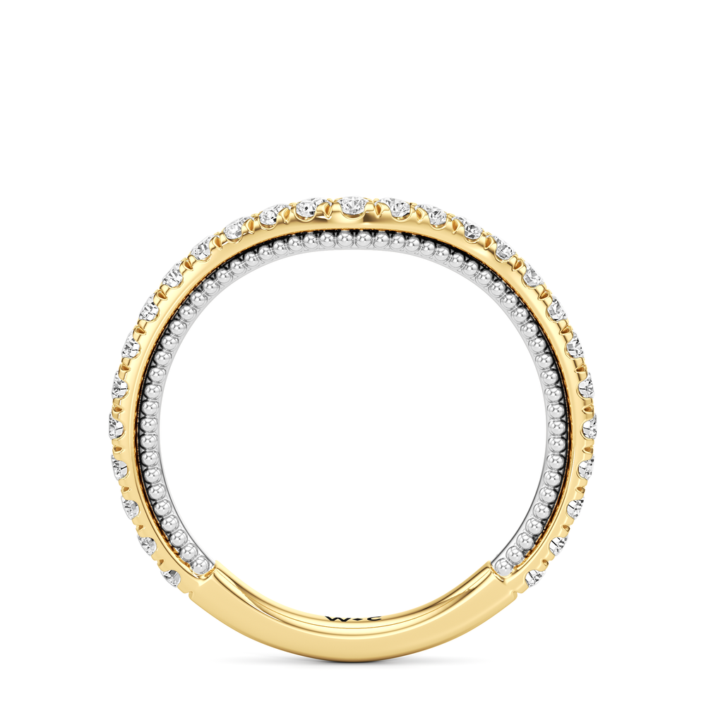 The W Summit Diamond Wedding Band with 18KT Yellow Gold & Platinum Cut Diamond in 14KT Yellow Gold & Platinum view 4
