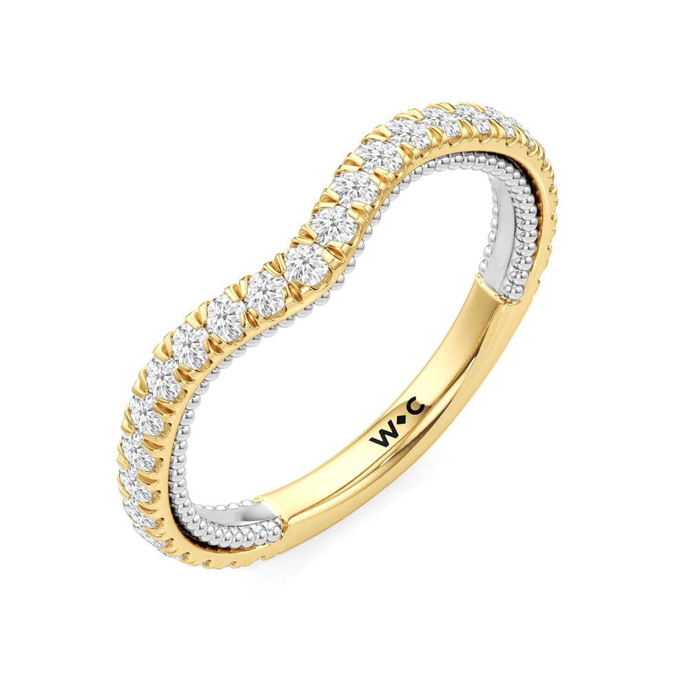 The W Summit Diamond Wedding Band with 18KT Yellow Gold & Platinum Cut Diamond in 14KT Yellow Gold & Platinum view 5
