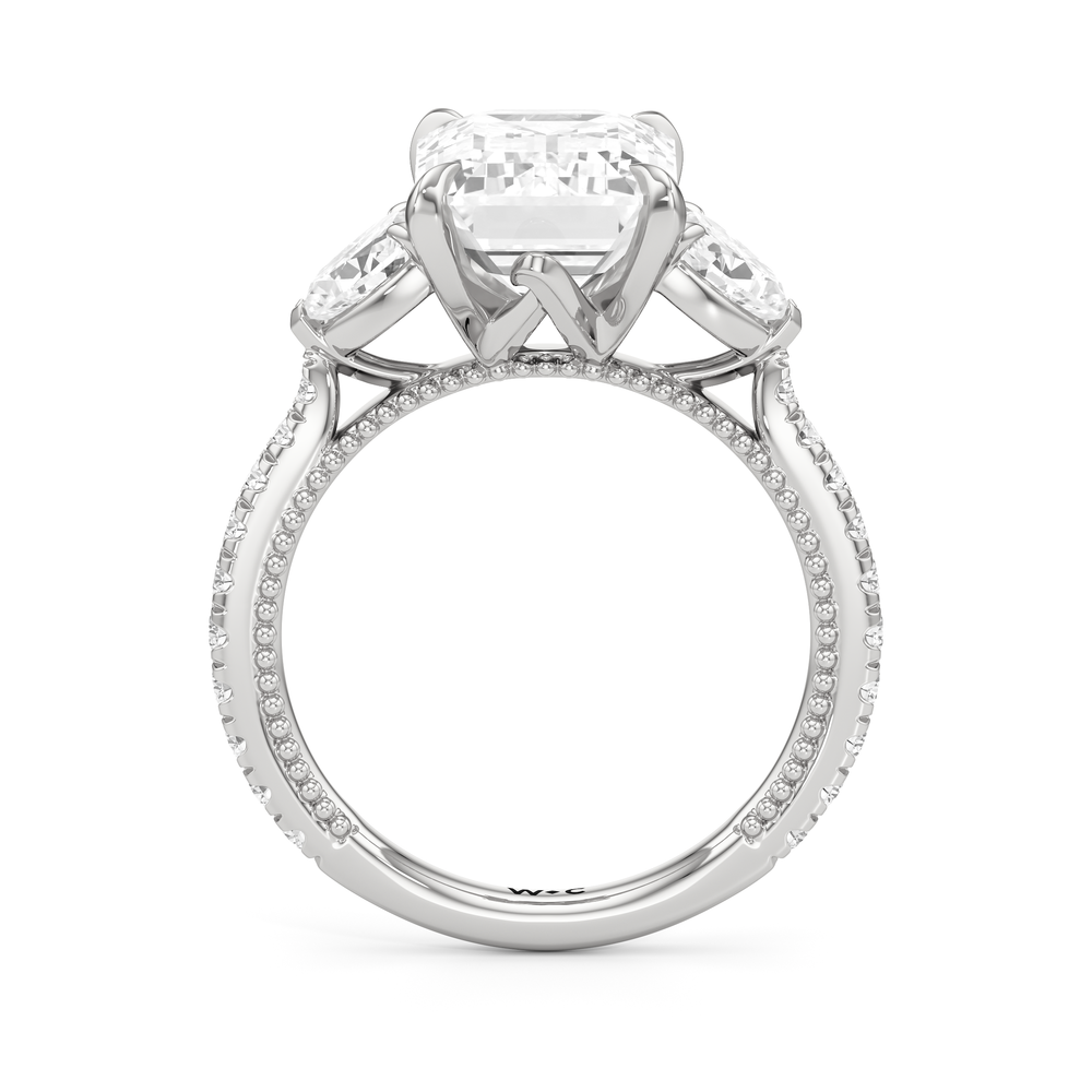 The W Summit Engagement Ring with Emerald Cut Diamond in 14KT Platinum view 6
