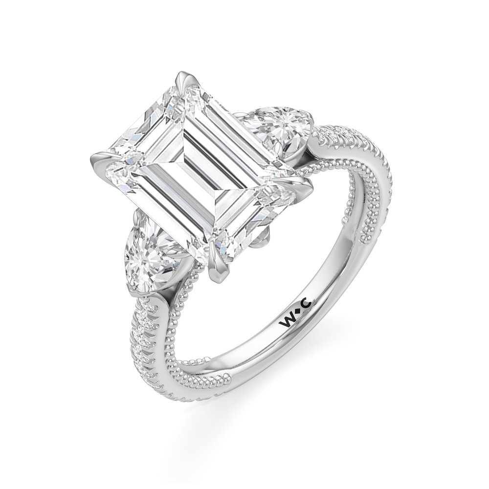 The W Summit Engagement Ring with Emerald Cut Diamond in 14KT Platinum view 7
