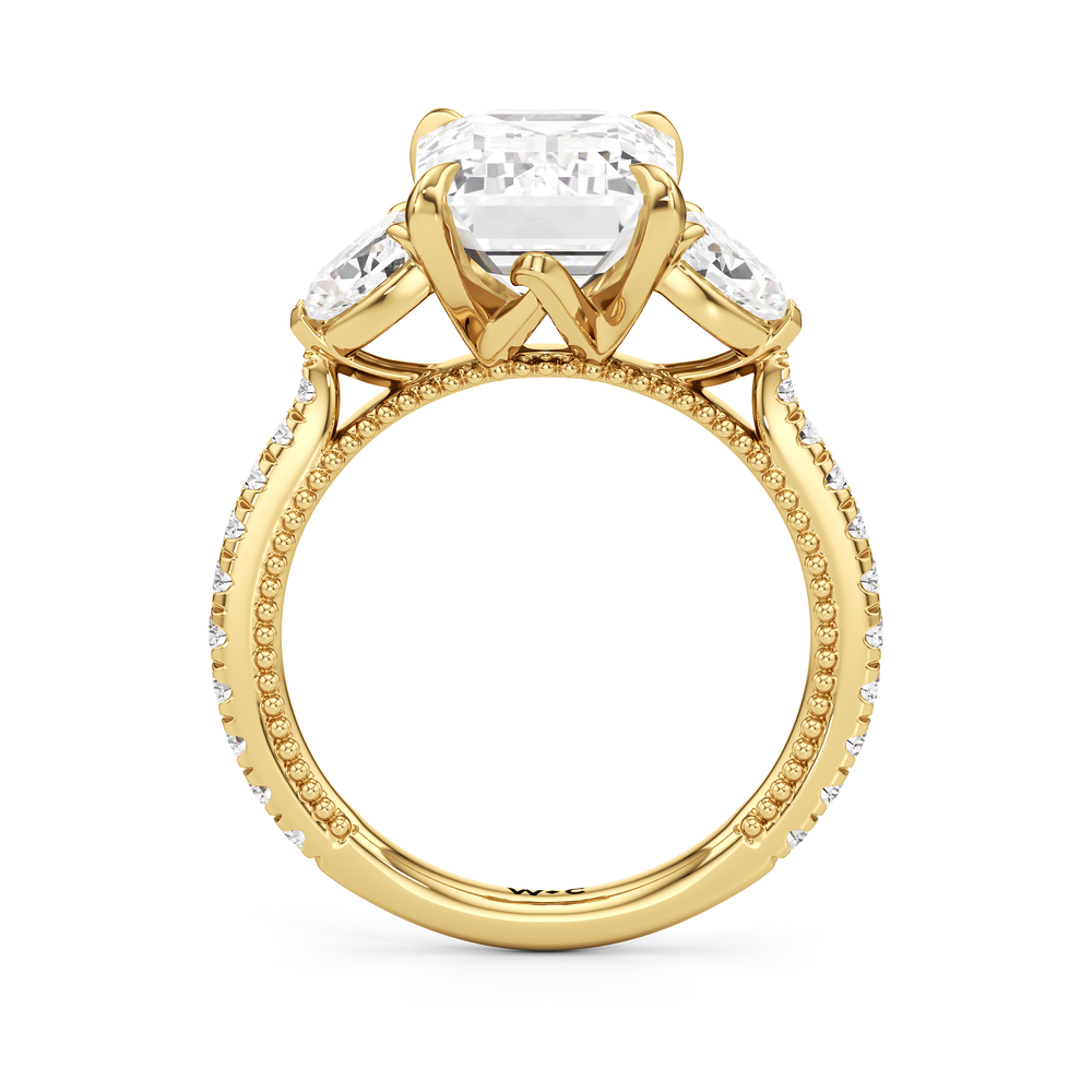 The W Summit Engagement Ring with Emerald Cut Diamond in 14KT Yellow Gold view 6

