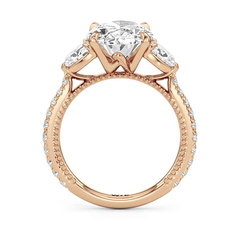 The W Summit Engagement Ring with Oval Cut Diamond in 14KT Rose Gold view 6
