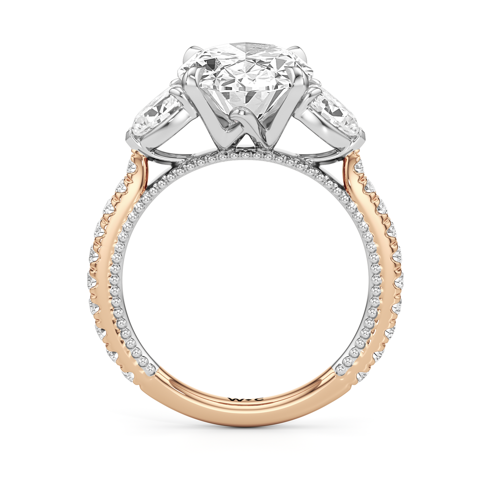 The W Summit Engagement Ring with Oval Cut Diamond in 14KT Rose Gold & Platinum view 6
