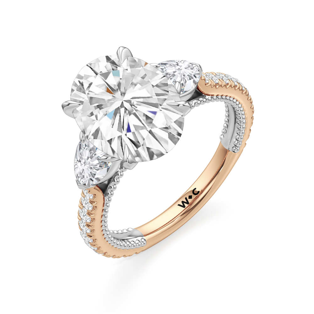 The W Summit Engagement Ring with Oval Cut Diamond in 14KT Rose Gold & Platinum view 7
