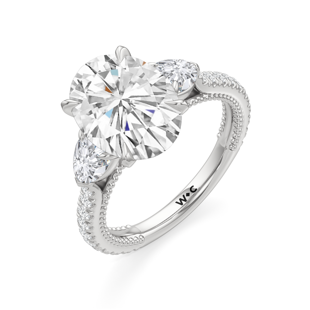 The W Summit Engagement Ring with Oval Cut Diamond in 14KT Platinum view 7
