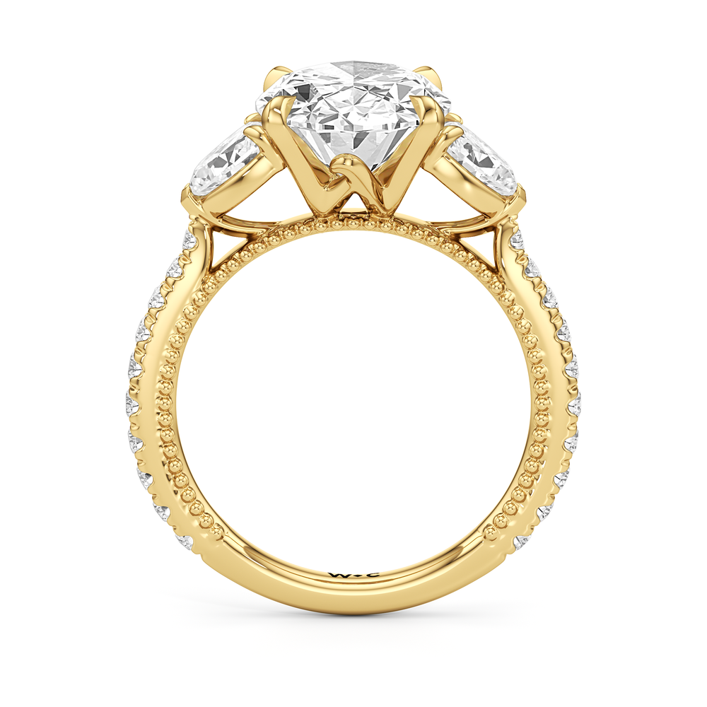 The W Summit Engagement Ring with Oval Cut Diamond in 14KT Yellow Gold view 6
