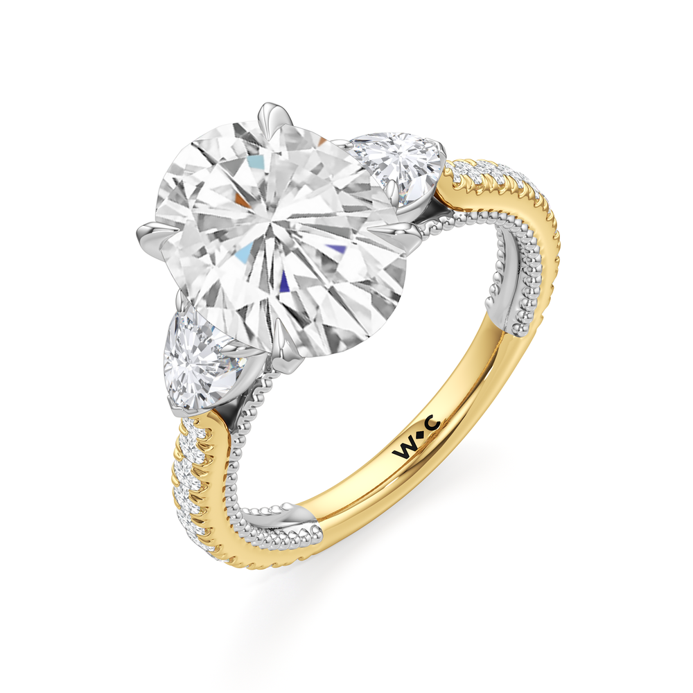 The W Summit Engagement Ring with Oval Cut Diamond in 14KT Yellow Gold & Platinum view 7
