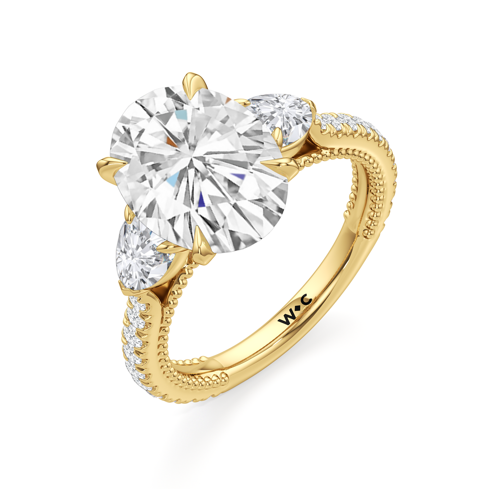 The W Summit Engagement Ring with Oval Cut Diamond in 14KT Yellow Gold view 7
