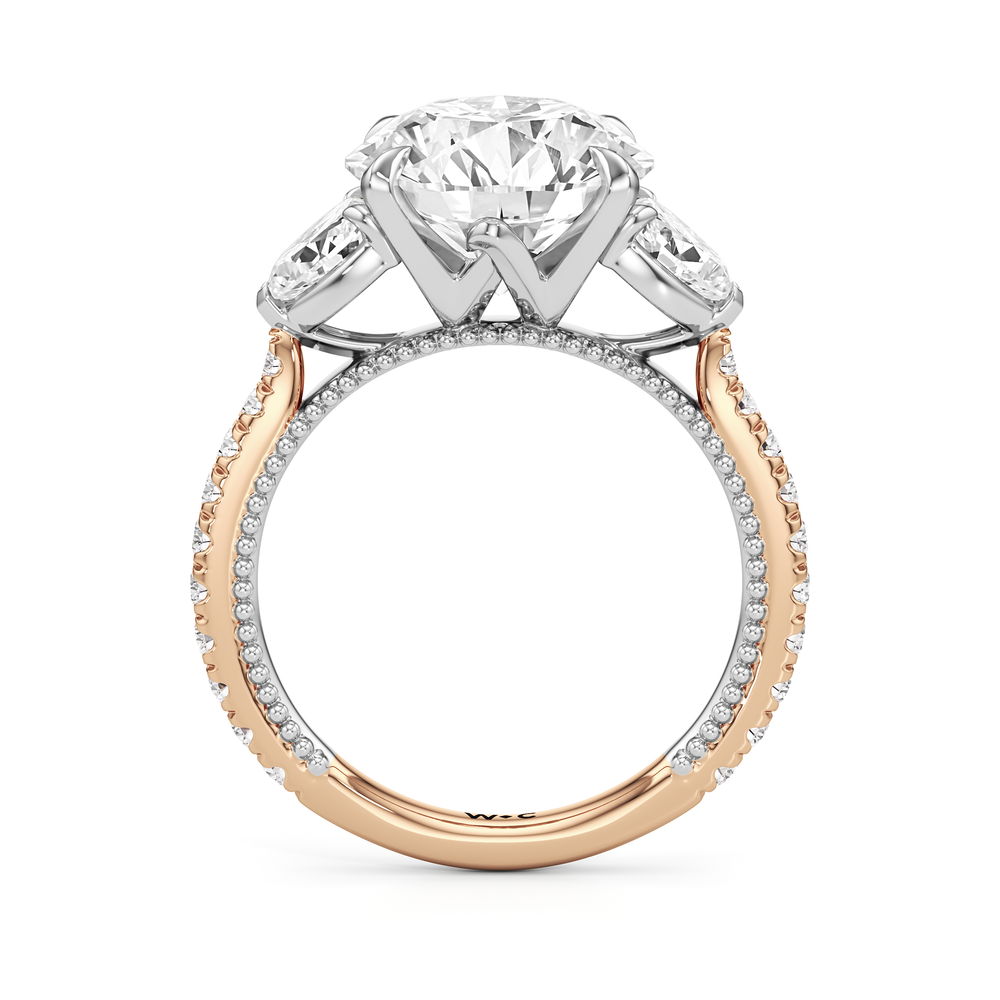 The W Summit Engagement Ring with Round Cut Diamond in 14KT Rose Gold & Platinum view 6
