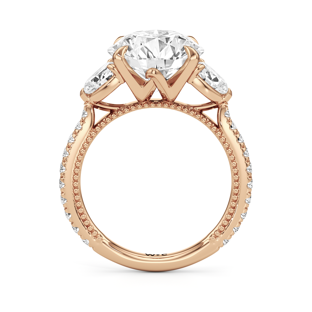 The W Summit Engagement Ring with Round Cut Diamond in 14KT Rose Gold view 6
