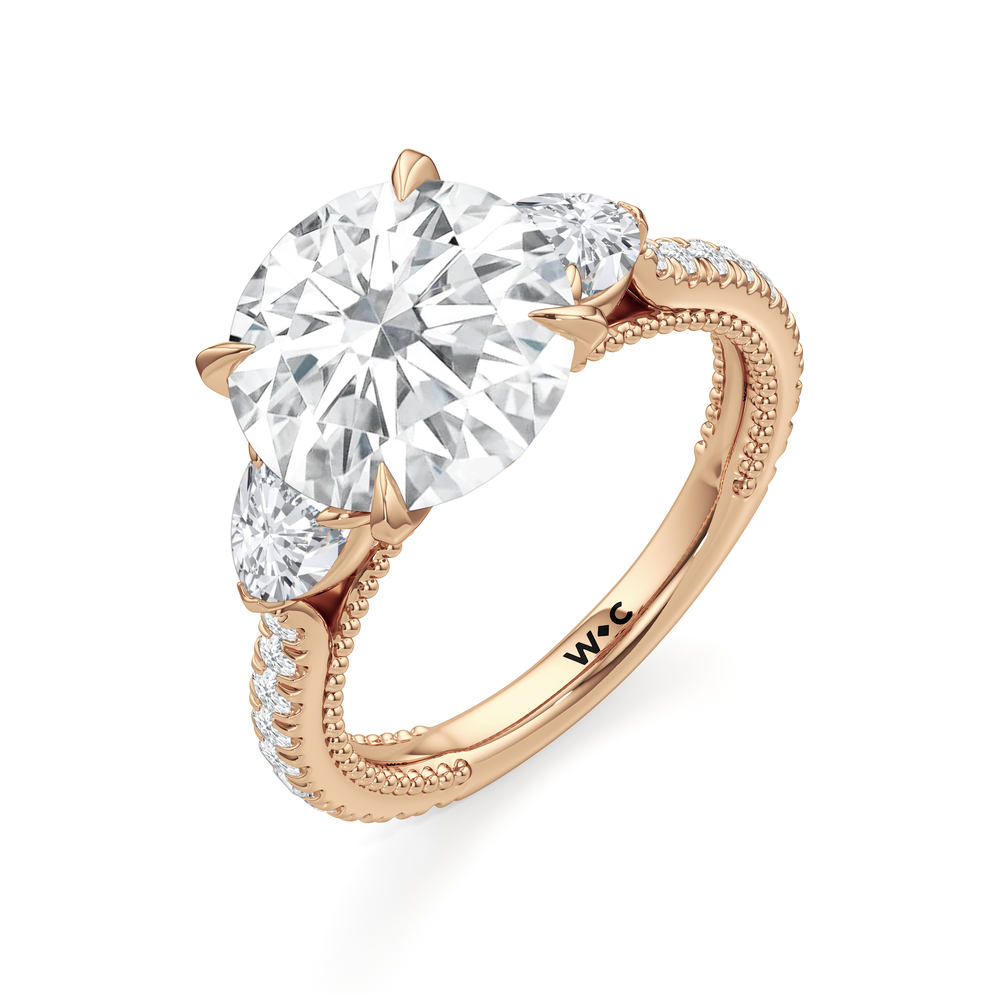 The W Summit Engagement Ring with Round Cut Diamond in 14KT Rose Gold view 7
