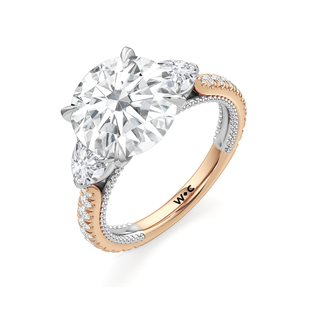 The W Summit Engagement Ring with Round Cut Diamond in 14KT Rose Gold & Platinum view 7

