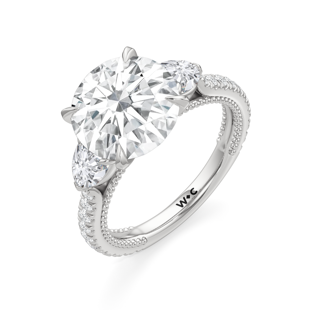 The W Summit Engagement Ring with Round Cut Diamond in 14KT Platinum view 7
