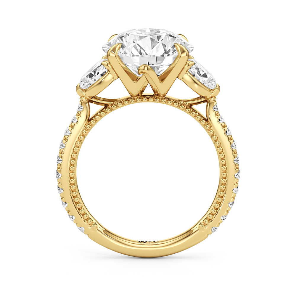 The W Summit Engagement Ring with Round Cut Diamond in 14KT Yellow Gold view 6
