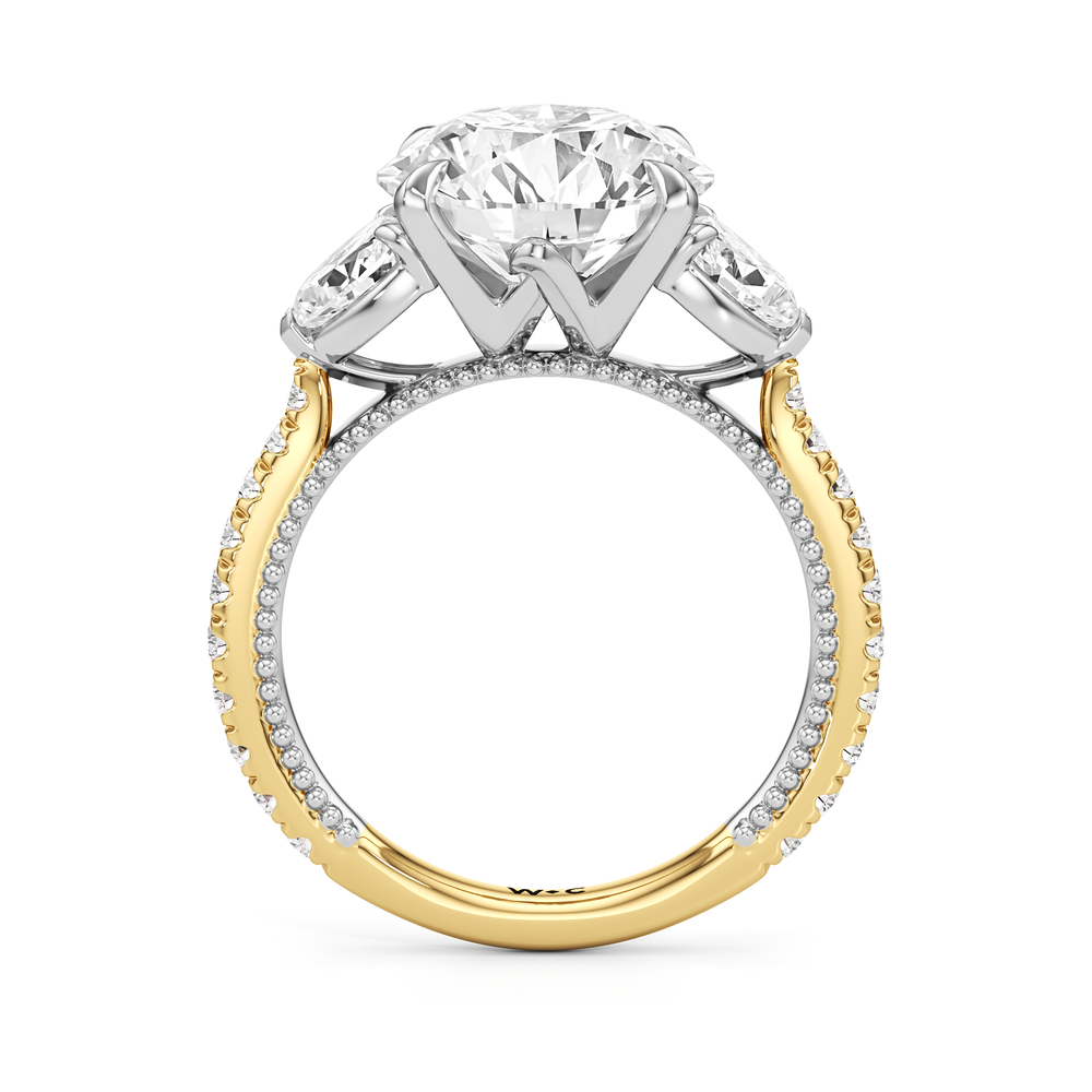 The W Summit Engagement Ring with Round Cut Diamond in 14KT Yellow Gold & Platinum view 6
