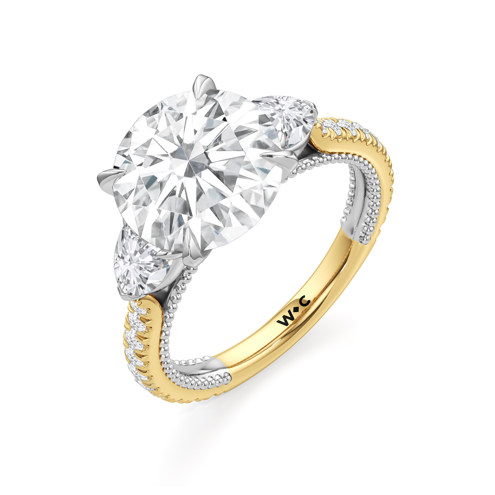 The W Summit Engagement Ring with Round Cut Diamond in 14KT Yellow Gold & Platinum view 7
