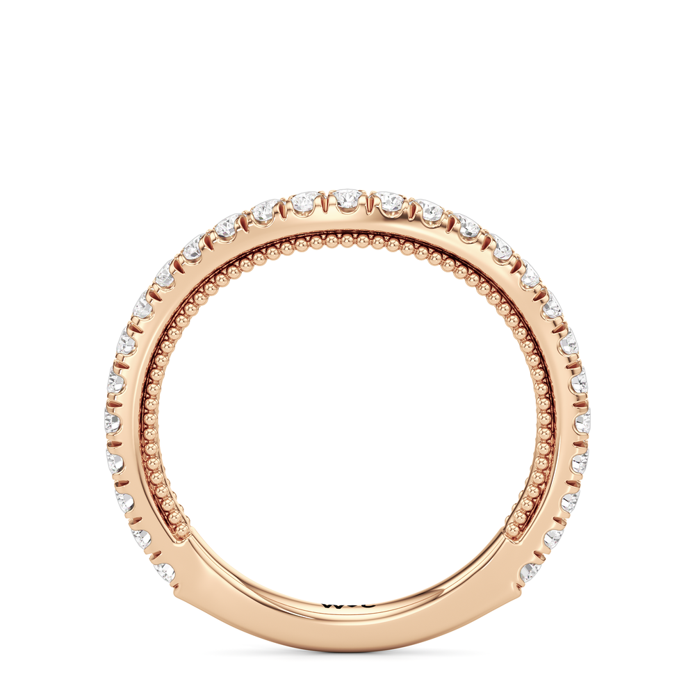 The W Zenith Diamond Wedding Band with 18KT Rose Gold Cut Diamond in 14KT Rose Gold view 4
