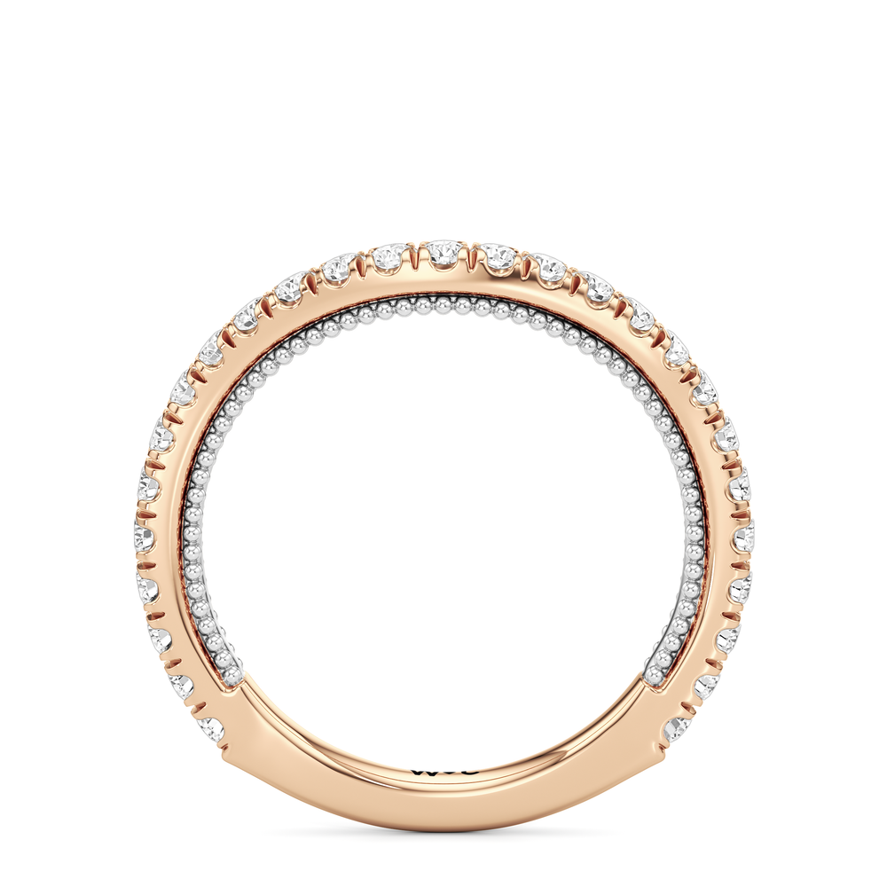 The W Zenith Diamond Wedding Band with 18KT Rose Gold & Platinum Cut Diamond in 14KT Rose Gold & Platinum view 4
