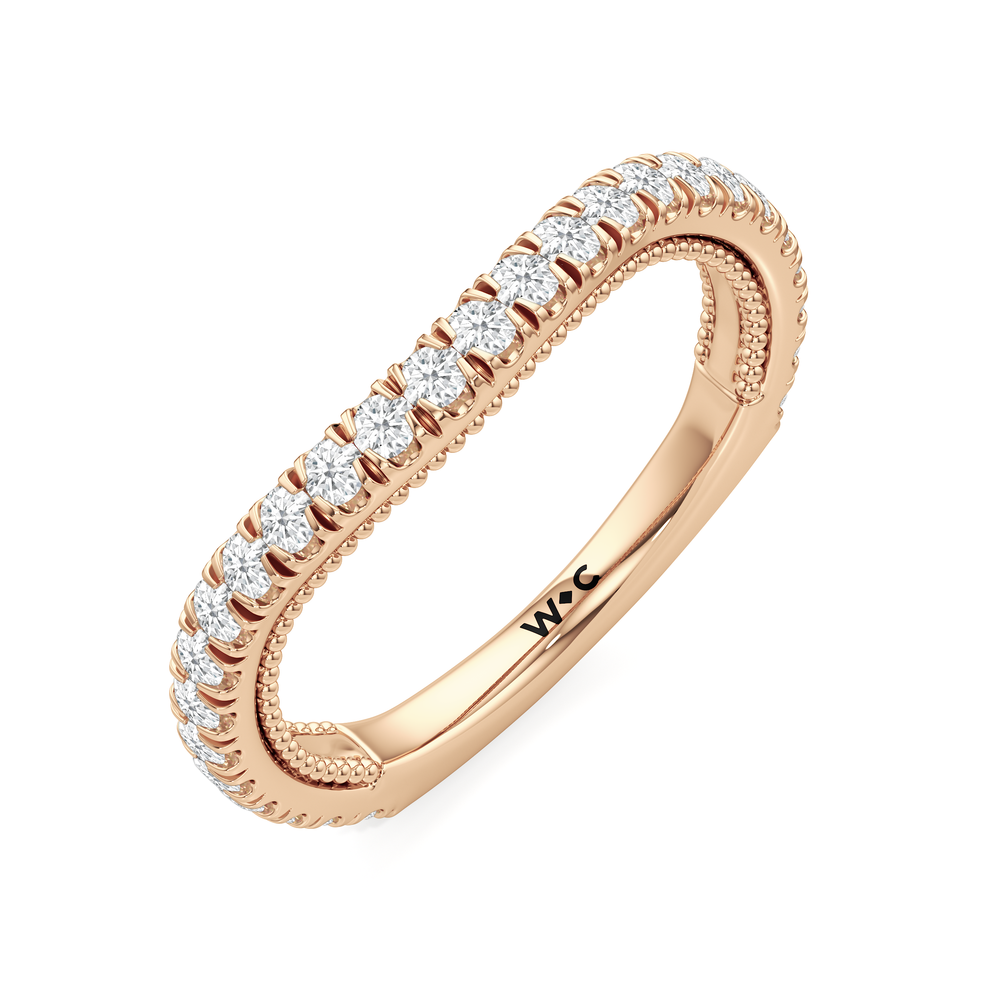 The W Zenith Diamond Wedding Band with 18KT Rose Gold Cut Diamond in 14KT Rose Gold view 5
