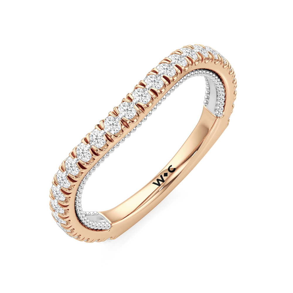 The W Zenith Diamond Wedding Band with 18KT Rose Gold & Platinum Cut Diamond in 14KT Rose Gold & Platinum view 5
