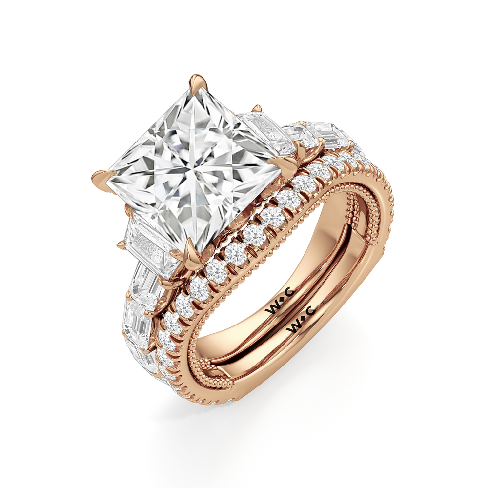 The W Zenith Engagement Ring with Cushion Cut Diamond in 14KT Rose Gold view 7
