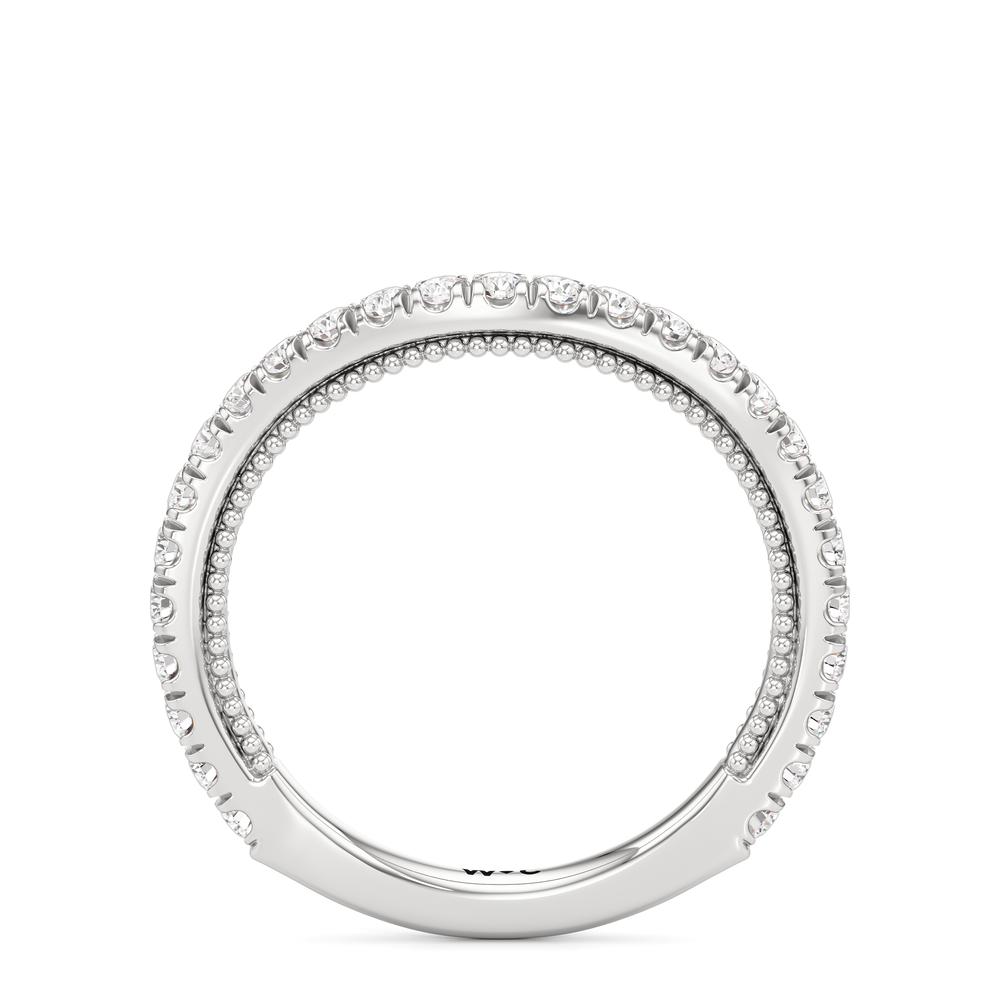The W Zenith Diamond Wedding Band with Platinum Cut Diamond in 14KT Platinum view 4
