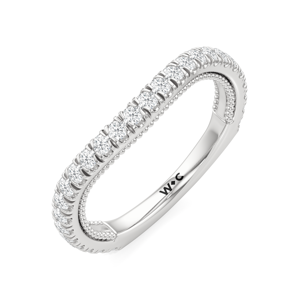 The W Zenith Diamond Wedding Band with Platinum Cut Diamond in 14KT Platinum view 5
