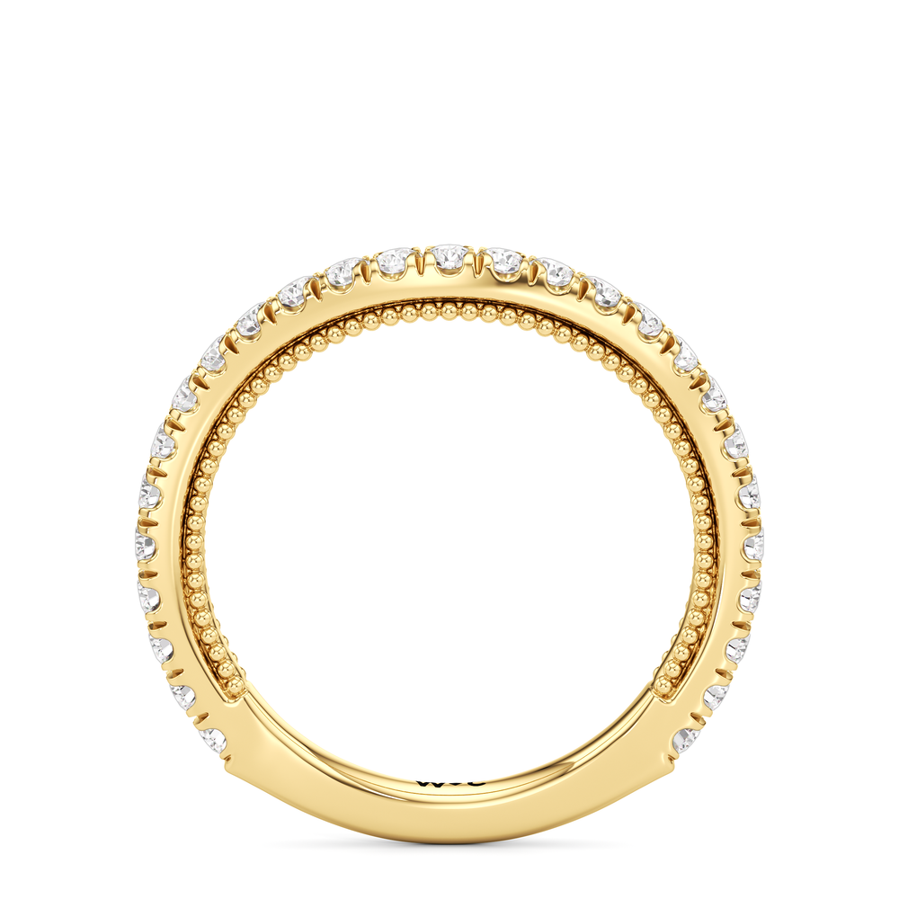 The W Zenith Diamond Wedding Band with 18KT Yellow Gold Cut Diamond in 14KT Yellow Gold view 4
