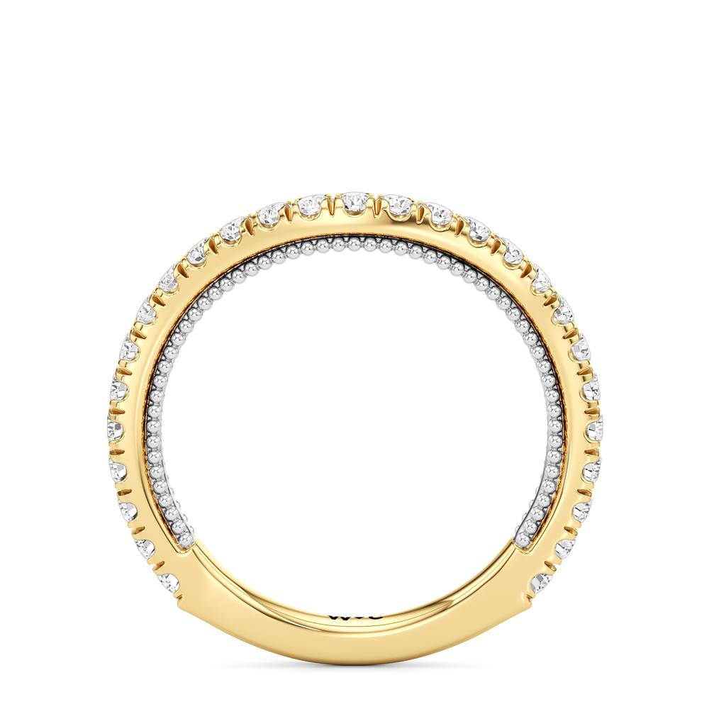 The W Zenith Diamond Wedding Band with 18KT Yellow Gold & Platinum Cut Diamond in 14KT Yellow Gold & Platinum view 4
