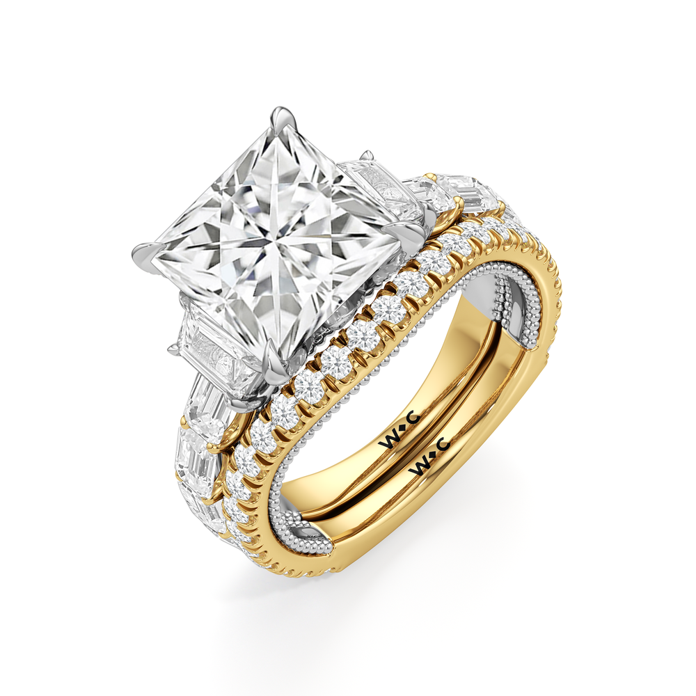 The W Zenith Engagement Ring with Princess Cut Diamond in 14KT Yellow Gold & Platinum view 7
