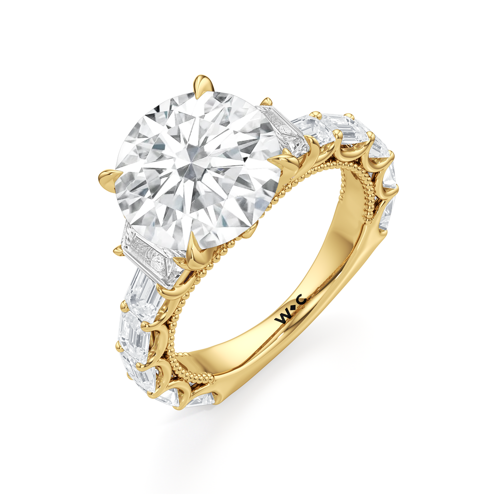 The W Zenith Engagement Ring with Round Cut Diamond in 14KT Yellow Gold view 6
