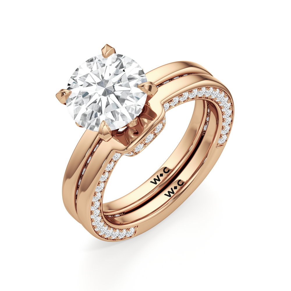 The W Legend Diamond Wedding Band with 18KT Rose Gold Cut Diamond in 14KT Rose Gold view 7
