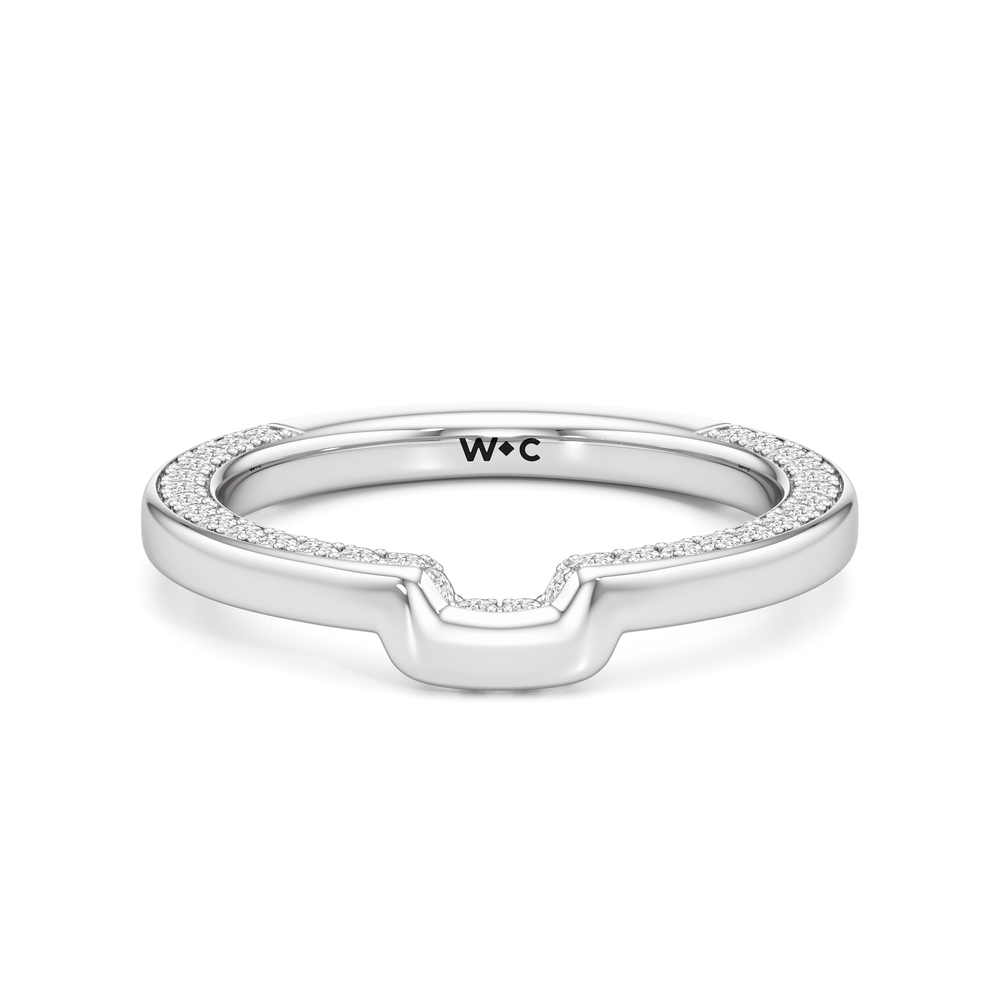 The W Legend Diamond Wedding Band with Platinum Cut Diamond in 14KT Platinum view 1
