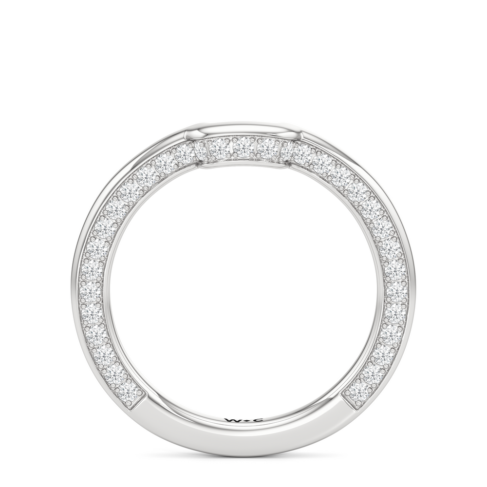 The W Legend Diamond Wedding Band with Platinum Cut Diamond in 14KT Platinum view 5
