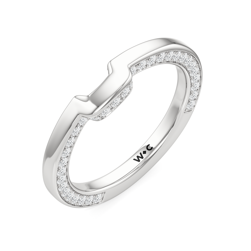 The W Legend Diamond Wedding Band with Platinum Cut Diamond in 14KT Platinum view 6
