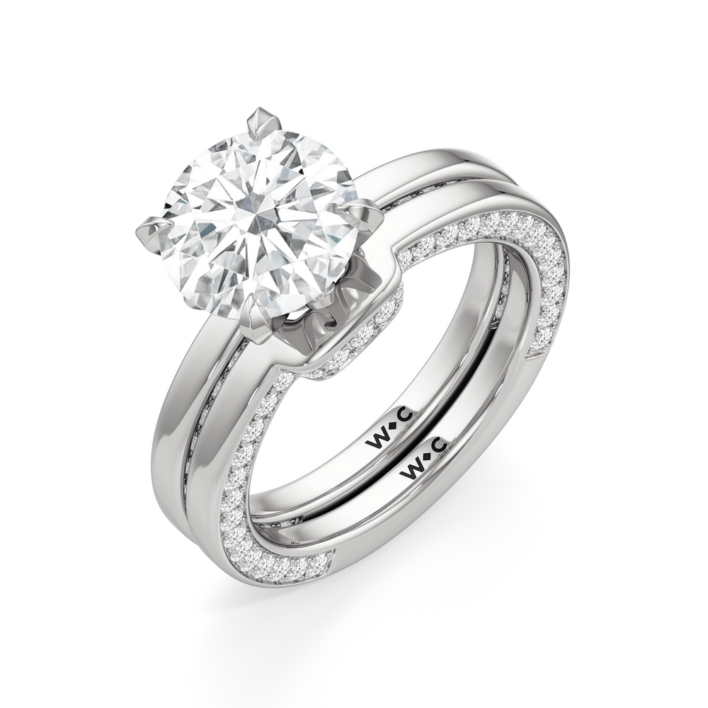 The W Legend Diamond Wedding Band with Platinum Cut Diamond in 14KT Platinum view 7

