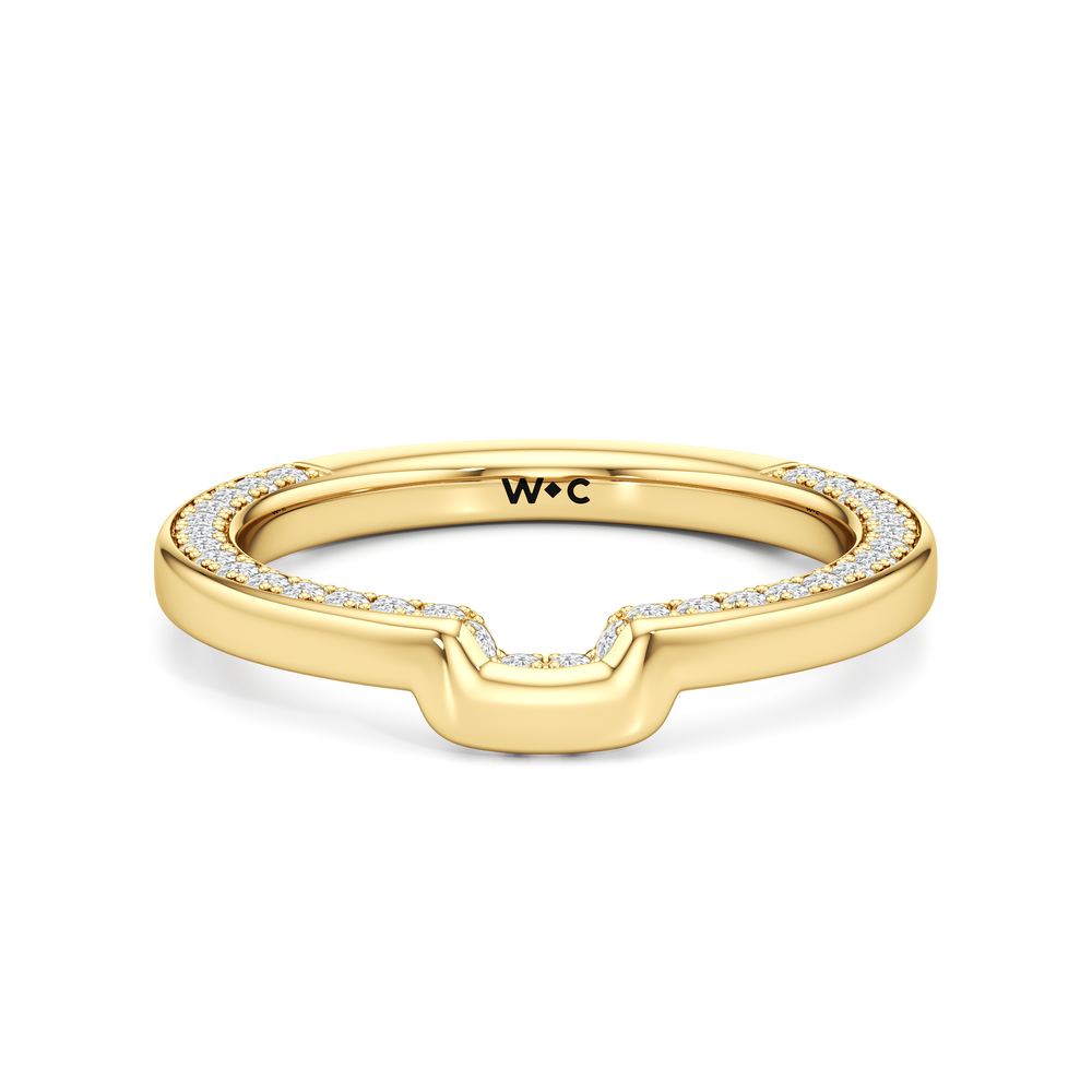 The W Legend Diamond Wedding Band with 18KT Yellow Gold Cut Diamond in 14KT Yellow Gold view 1

