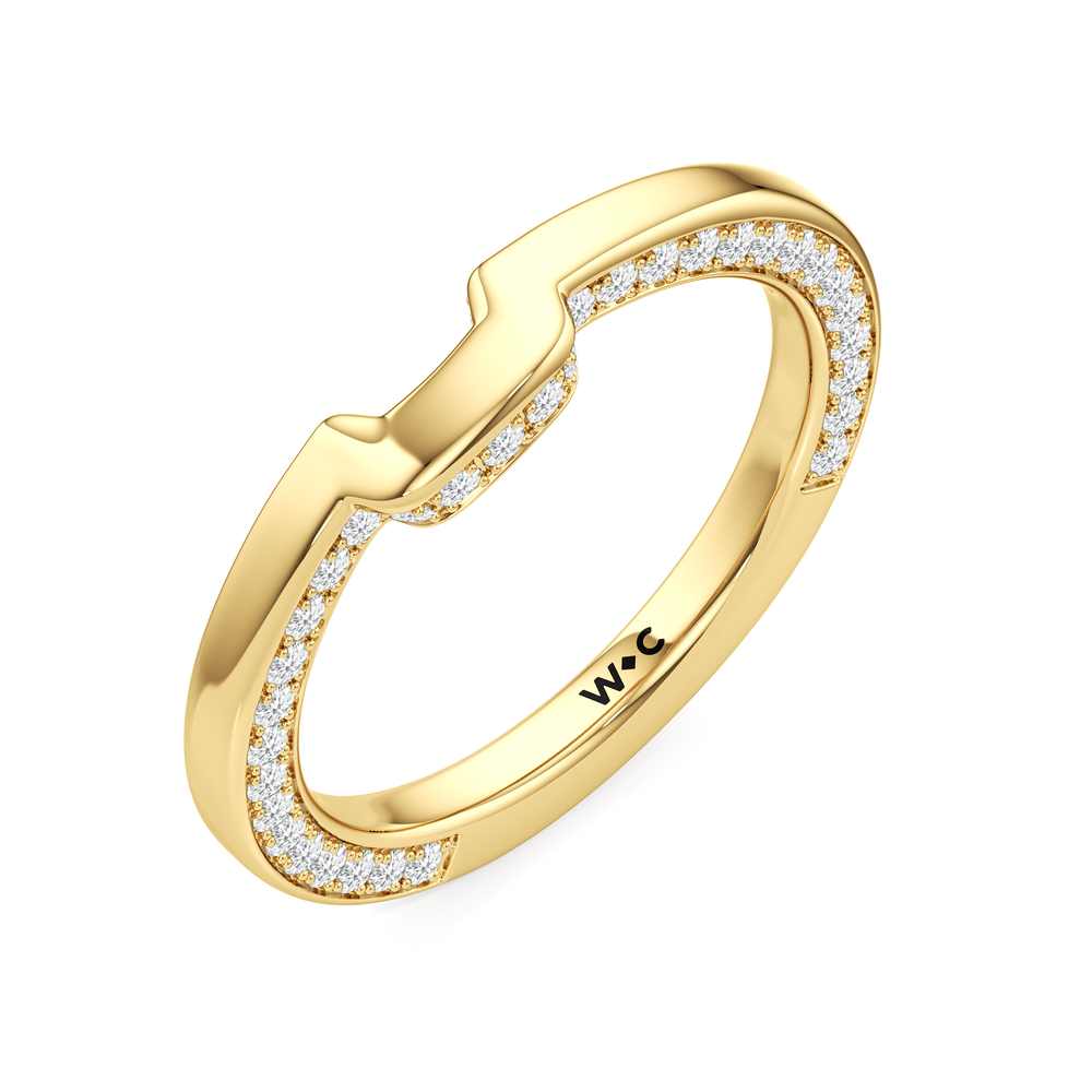The W Legend Diamond Wedding Band with 18KT Yellow Gold Cut Diamond in 14KT Yellow Gold view 6
